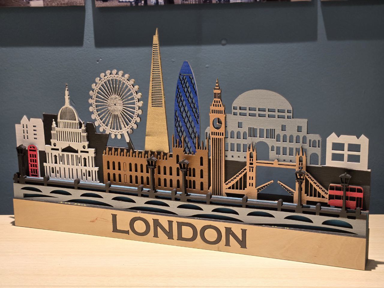 London City Skyline Wall Art – Layered Laser Cut Wooden Cityscape