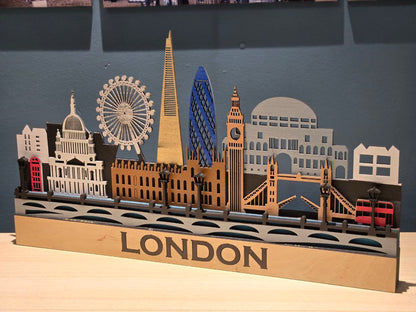 London City Skyline Wall Art – Layered Laser Cut Wooden Cityscape