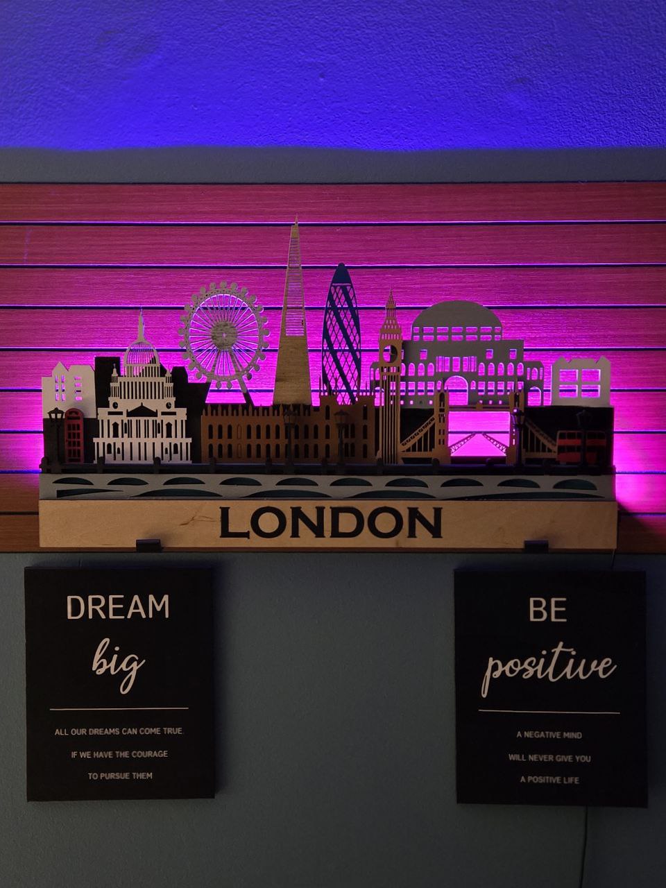 London City Skyline Wall Art – Layered Laser Cut Wooden Cityscape