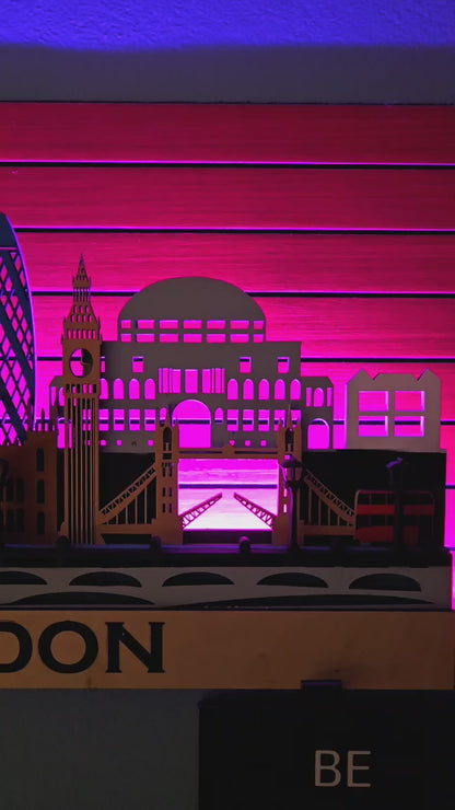 London City Skyline Wall Art – Layered Laser Cut Wooden Cityscape
