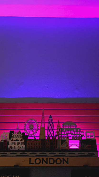 London City Skyline Wall Art – Layered Laser Cut Wooden Cityscape
