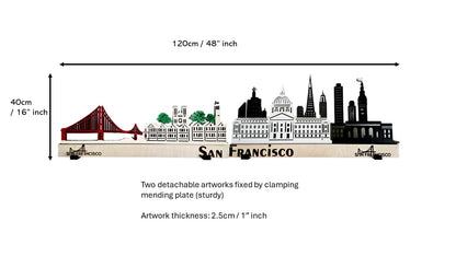 San Francisco Large Size Skyline 3D Layered Laser Cut Wooden Cityscape Wall Art