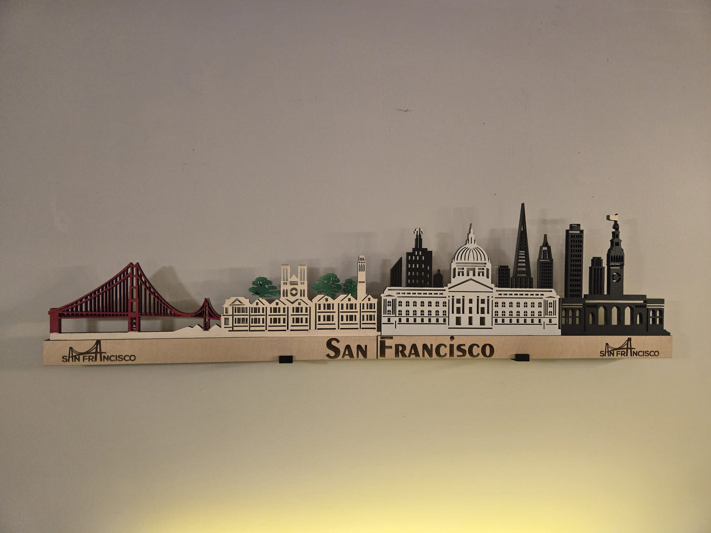 San Francisco Large Size Skyline 3D Layered Laser Cut Wooden Cityscape Wall Art