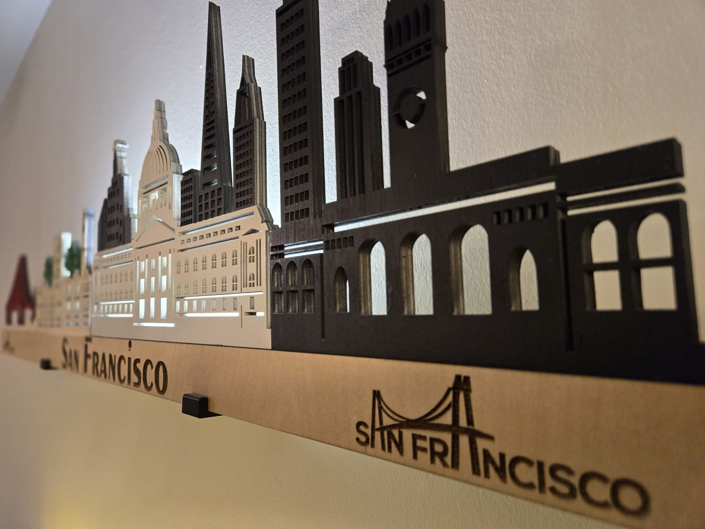 San Francisco Large Size Skyline 3D Layered Laser Cut Wooden Cityscape Wall Art