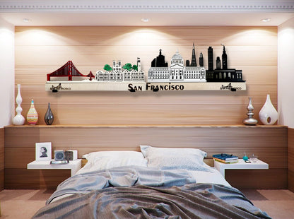 San Francisco Large Size Skyline 3D Layered Laser Cut Wooden Cityscape Wall Art