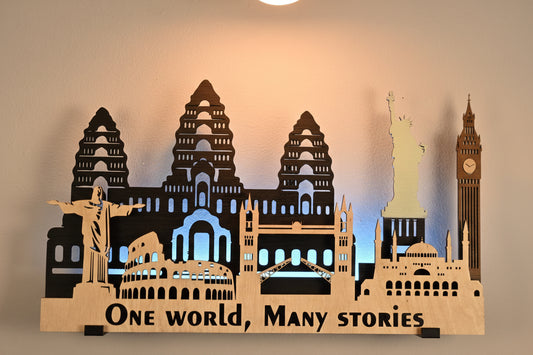 World Series - Asia 3D Layered Laser Cut Wooden Cityscape Wall Art - Modern Home Decor - Gazer Laser 