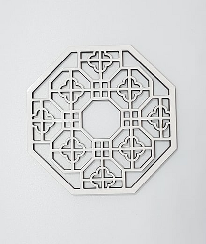 white laser cut coaster