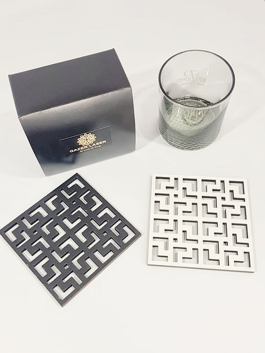 coaster with Greek key design