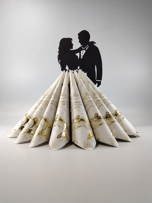 Bride & Groom Laser Cut Napkin Holder for Dinner Table - Gazer Laser 